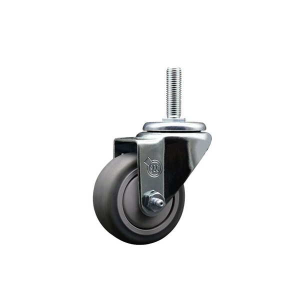 3 Inch Thermoplastic  Rubber Wheel Swivel 58 Inch Threaded Stem Caster Service Caster